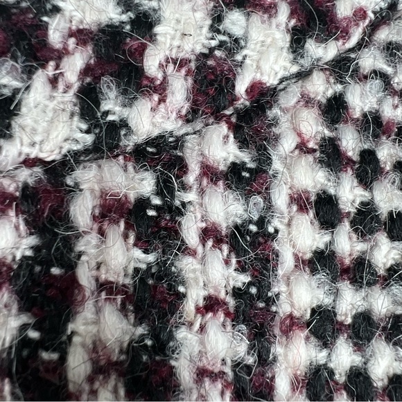 LINE + DOT Plaid Wool Tweed Crop Asymmetrical Balloon Sleeve Top Size Small - Picture 5 of 8